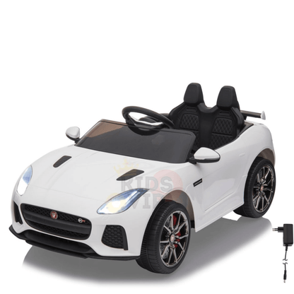 White Jaguar F Type Kids Licensed Ride-On Car with Rubber Wheels, Bluetooth, RC image 1