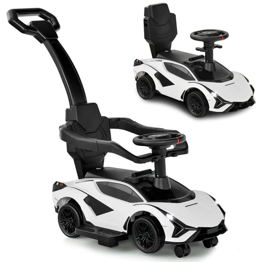 Complete Edition Lamborghini Sian 3 in 1 Push Car / Stroller with Handle And Safety Guards, White image 11