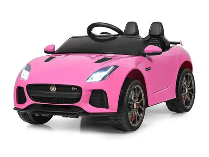 Pink Jaguar F Type Kids Licensed Ride-On Car with Rubber Wheels, Bluetooth, RC image 0