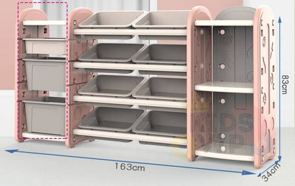 Kids and Toddlers Toy Storage/Organizer with Bins and Bookshelves - Pink image 11