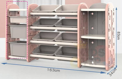 Kids and Toddlers Toy Storage/Organizer with Bins and Bookshelves - Pink image 1
