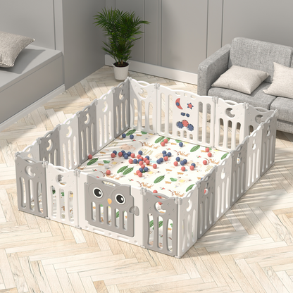 16 Panels Indoor/Outdoor Foldable Playpen, Fence, Safety Play yard with Activity for Toddlers and Infants image 16
