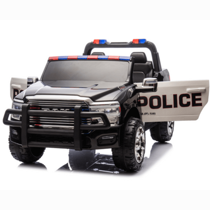 24V Kids' Police Edition XXL 2-Seater 4x4 RAM 3500 Ride-On Truck W/ Siren, EVA Rubber Wheels, Music & RC