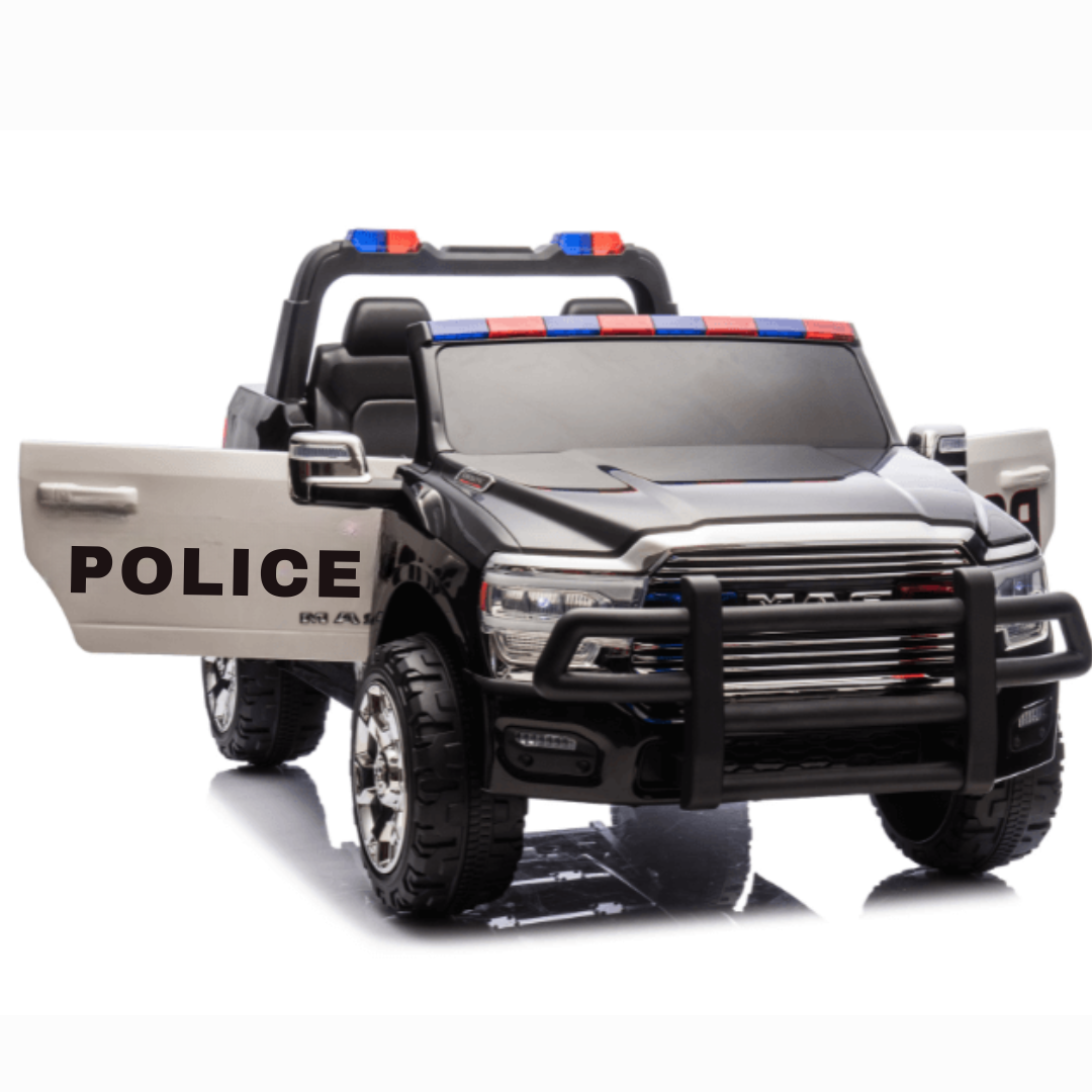 24V Kids' Police Edition XXL 2-Seater 4x4 RAM 3500 Ride-On Truck W/ Siren, EVA Rubber Wheels, Music & RC