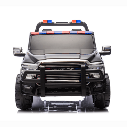 24V Kids' Police Edition XXL 2-Seater 4x4 RAM 3500 Ride-On Truck W/ Siren, EVA Rubber Wheels, Music & RC