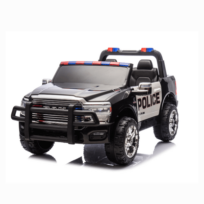 24V Kids' Police Edition XXL 2-Seater 4x4 RAM 3500 Ride-On Truck W/ Siren, EVA Rubber Wheels, Music & RC
