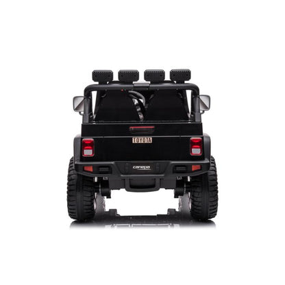 24V Black 2-Seater Premium Edition Toyota 4x4 Truck for Kids W/ EVA Rubber Wheels, Music & RC