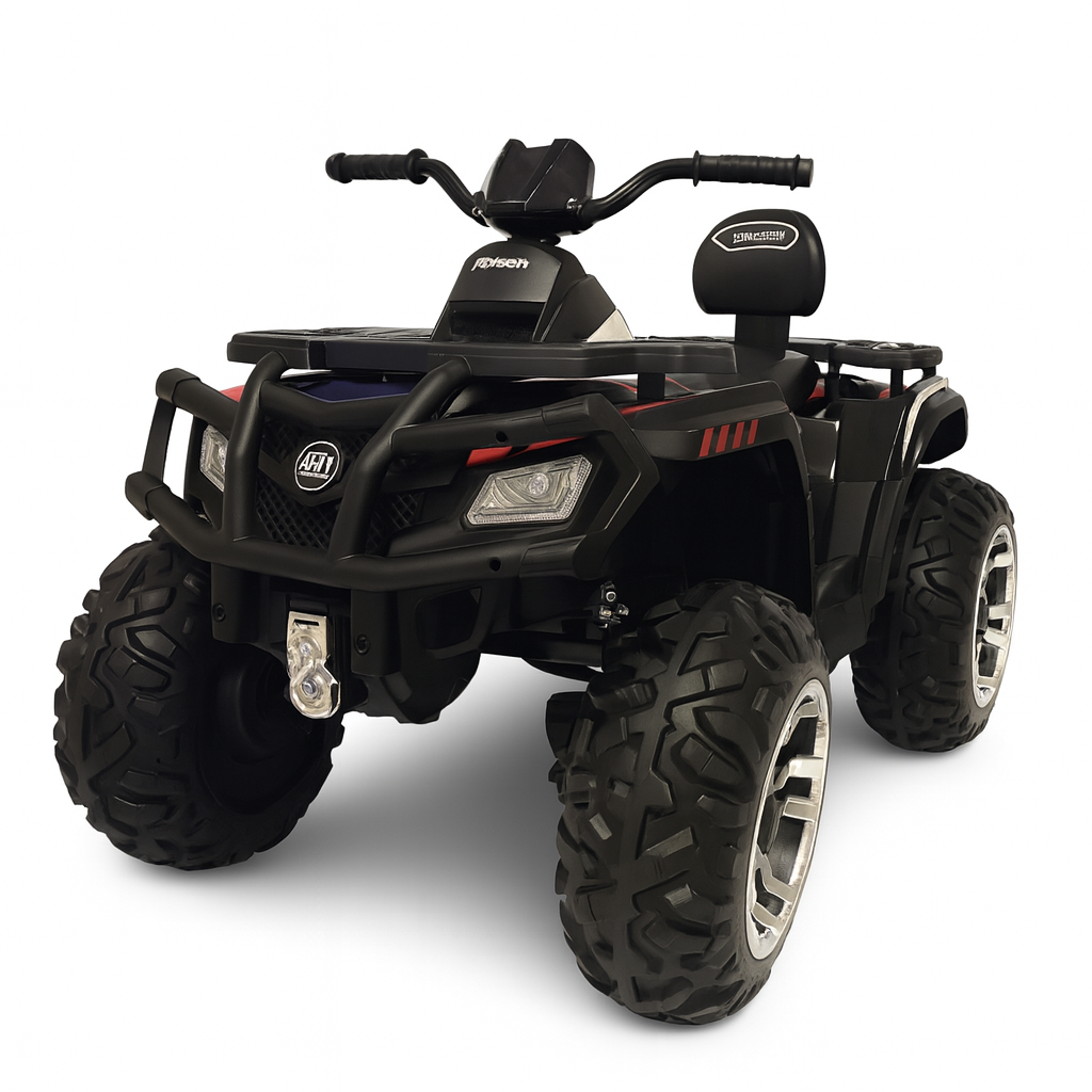 24V White Upgraded Titan Edition 4x4 Ride-On Quad ATV W/ EVA Rubber Wheels, Bluetooth Music & Lights