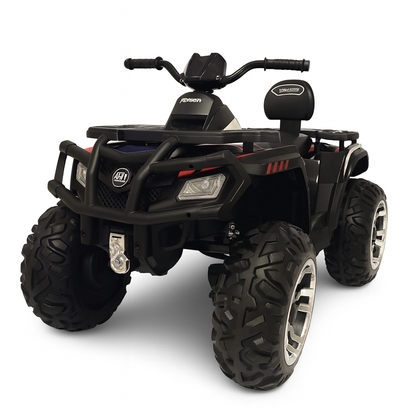24V White Upgraded Titan Edition 4x4 Ride-On Quad ATV W/ EVA Rubber Wheels, Bluetooth Music & Lights