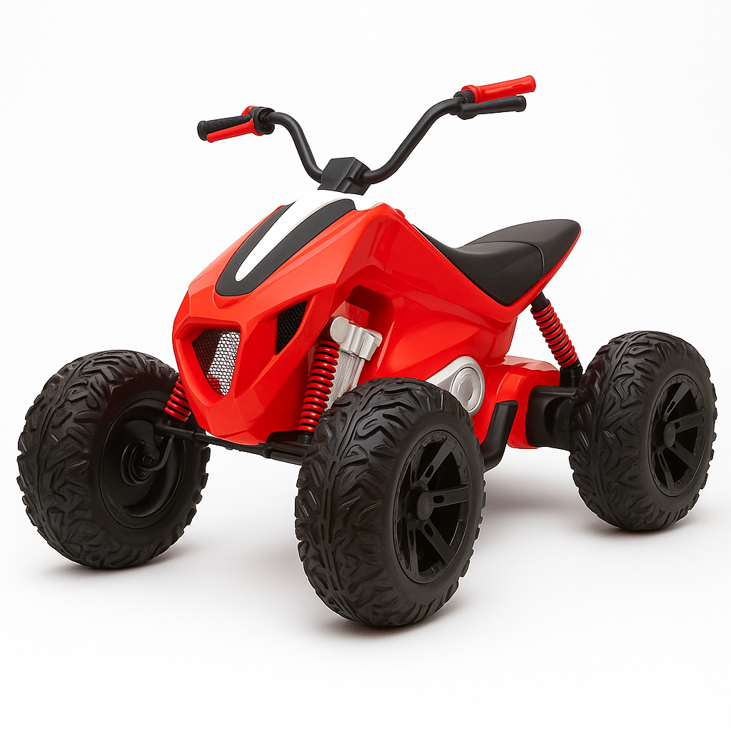 Red Sport Utility Edition 24V Ride-on Quad For Kids With Rubber Wheels, Leather Seat & Music