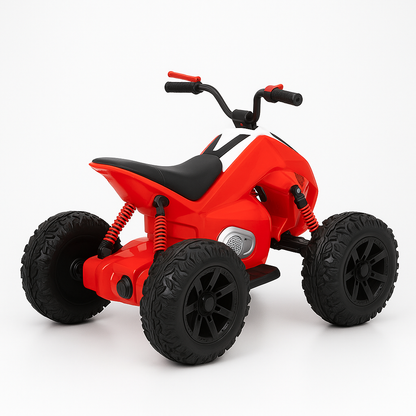 Red Sport Utility Edition 24V Ride-on Quad For Kids With Rubber Wheels, Leather Seat & Music