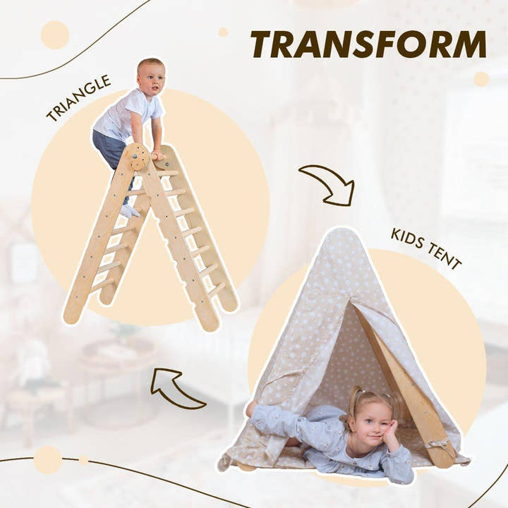 Play Tent Cover with Mat for Climbing Triangle Ladder.