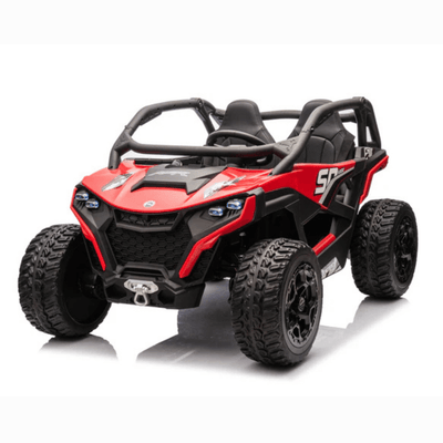 Red Power MX 2-Seater 24V 4x4 Kids' Ride-on UTV Buggy W/ EVA Rubber Wheels, Music & RC.