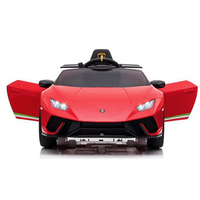 12V Red Lamborghini Huracan Licensed Sport Edition 4X4 Ride-On Car W/ Rubber Wheels, Bluetooth & RC.