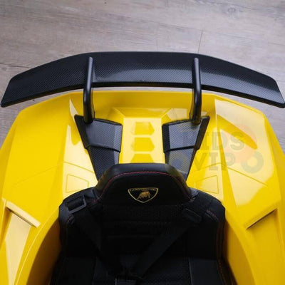 12V Yellow Lamborghini Huracan Licensed Sport Edition 4X4 Ride-On Car W/ Rubber Wheels, Bluetooth & RC.