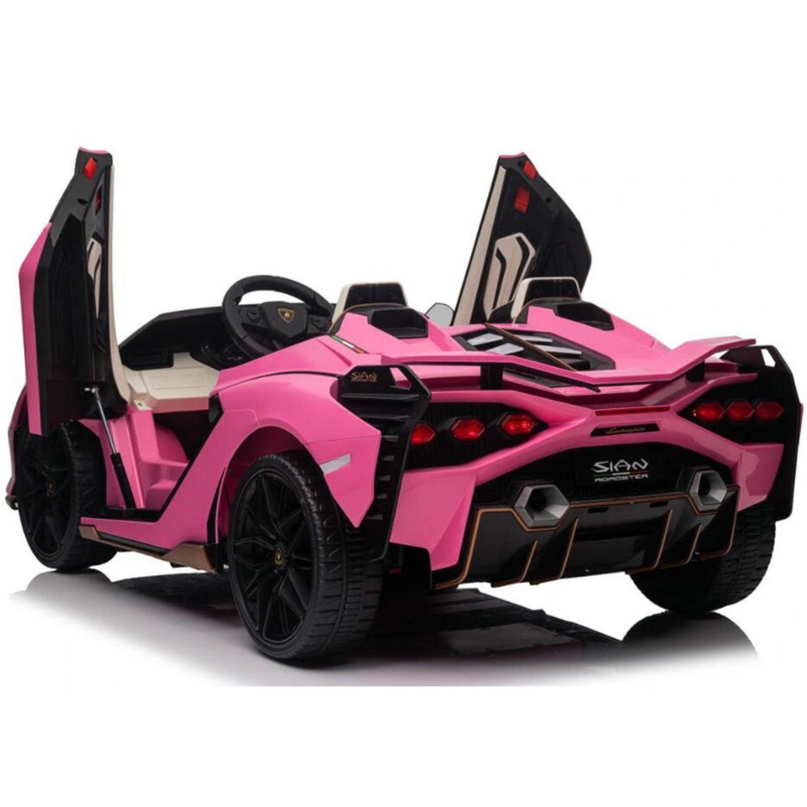 24V Luxurious Pink Lamborghini Sian 2-Seater 4x4 Ride-On Car W/ EVA Rubber Wheels, BT & RC.