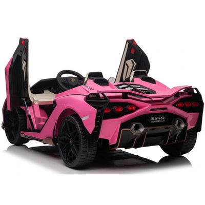 24V Luxurious Pink Lamborghini Sian 2-Seater 4x4 Ride-On Car W/ EVA Rubber Wheels, BT & RC.