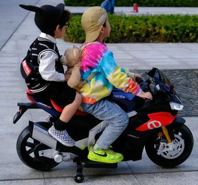 24V Upgraded Aprilia RSV4 Super Motorcycle W/ EVA Rubber Wheels, Music & Lights.