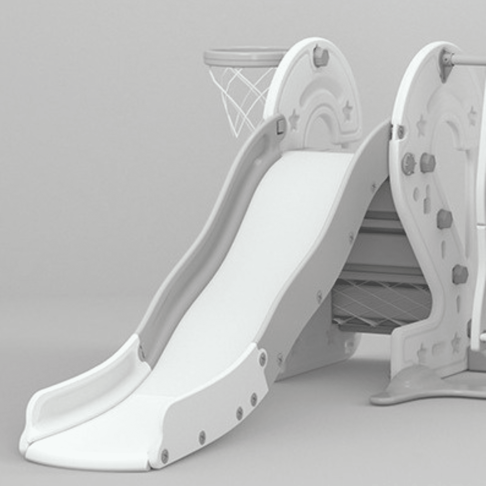 Kids' and Toddlers' Number 2 Edition Interactive Indoor / Outdoor Playset W/ Slide, Closed Steps & Basketball Hoop.