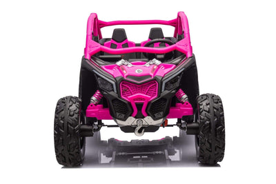 Pink Licensed LX Performance Edition 2x24V Can-Am Maverick 4WD Double 24V Battery Pack, 2-Seater Kids' Buggy W/ Music, EVA Rubber Wheels, Leather Seats & RC.