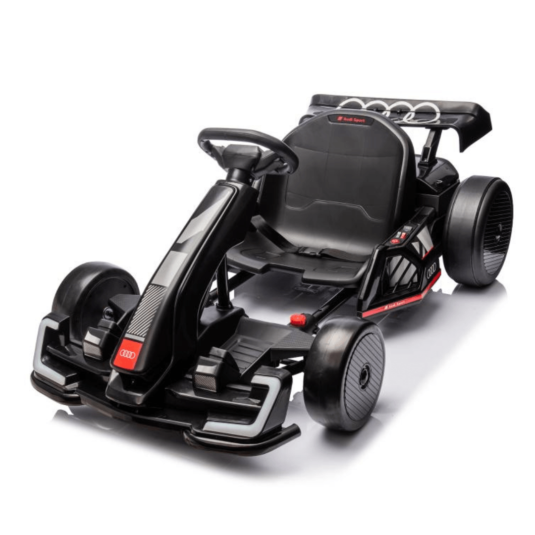 24V Black Newest Upgraded Audi Drifting Go Kart W/ 180° Drift, Bluetooth Music & Lights.