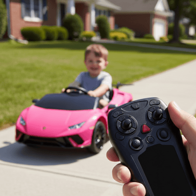 12V Pink Lamborghini Huracan Licensed Sport Edition 4X4 Ride-On Car W/ Rubber Wheels, Bluetooth & RC.