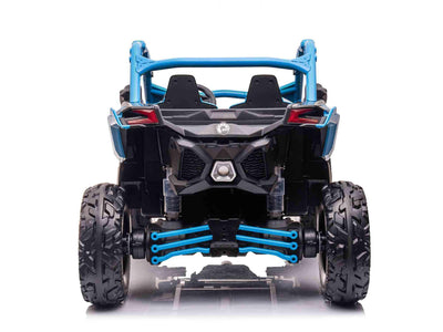 Blue Licensed LX Performance Edition 2x24V Can-Am Maverick 4WD Double 24V Battery Pack, 2-Seater Kids' Buggy W/ Music, EVA Rubber Wheels, Leather Seats & RC.