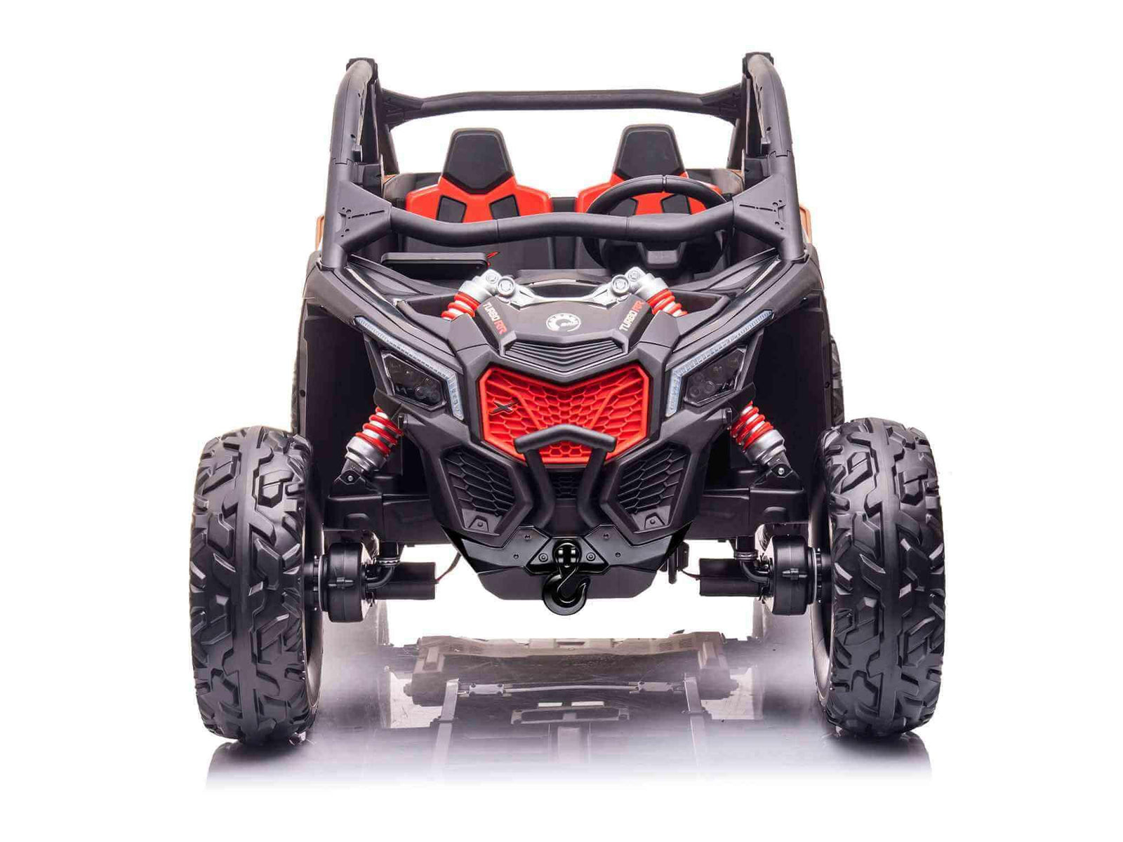 Black Licensed LX Performance Edition 2x24V Can-Am Maverick 4WD Double 24V Battery Pack, 2-Seater Kids' Buggy W/ Music, EVA Rubber Wheels, Leather Seats & RC.