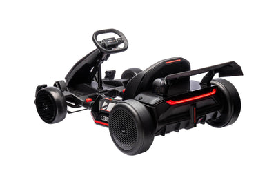 24V Black Newest Upgraded Audi Drifting Go Kart W/ 180° Drift, Bluetooth Music & Lights.
