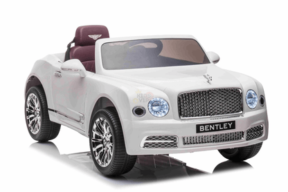12V White Luxury Bentley Mulsanne Kids' Ride-on Car W/ EVA Rubber Wheels, Music & RC.