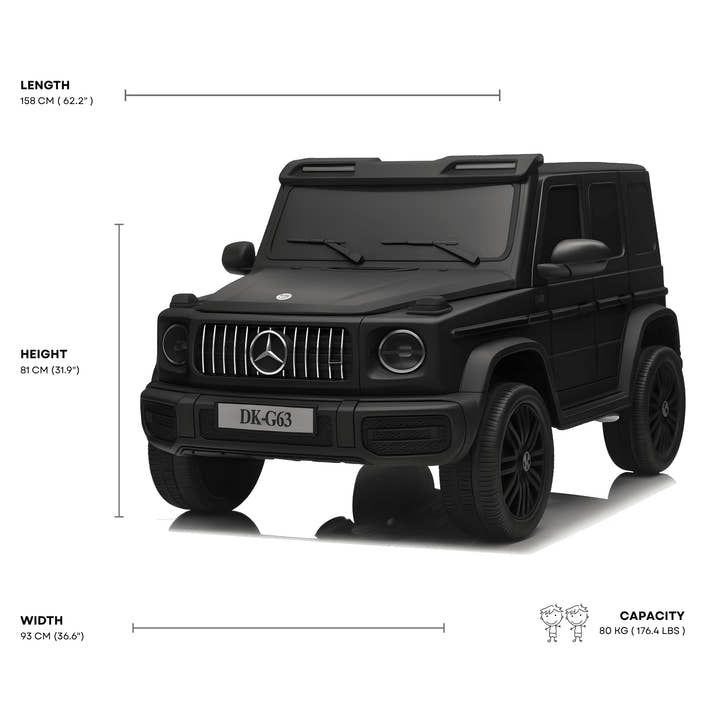 2x24V Platinum Matte Black Edition XXL 4x4 Mercedes G63 Kids' Ride on SUV W/ MP4, EVA Rubber Wheels & RC.