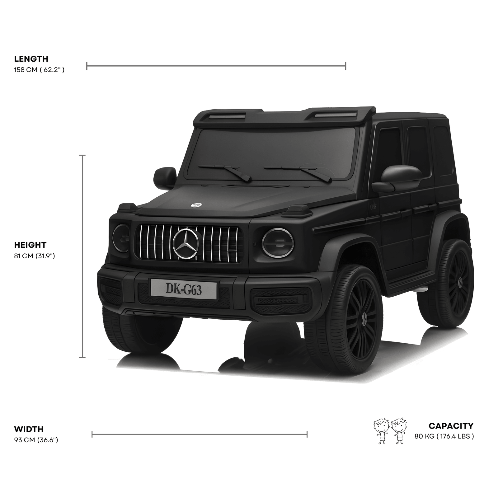 2x24V Platinum Matte Black Edition XXL 4x4 Mercedes G63 Kids' Ride on SUV W/ MP4, EVA Rubber Wheels & RC.