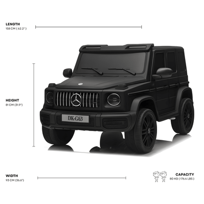 2x24V Platinum Matte Black Edition XXL 4x4 Mercedes G63 Kids' Ride on SUV W/ MP4, EVA Rubber Wheels & RC.