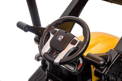 24V Kids' XXL Upgraded 6-Wheel Tractor W/ Trailer, Leather Seat, Music, Lights & RC.