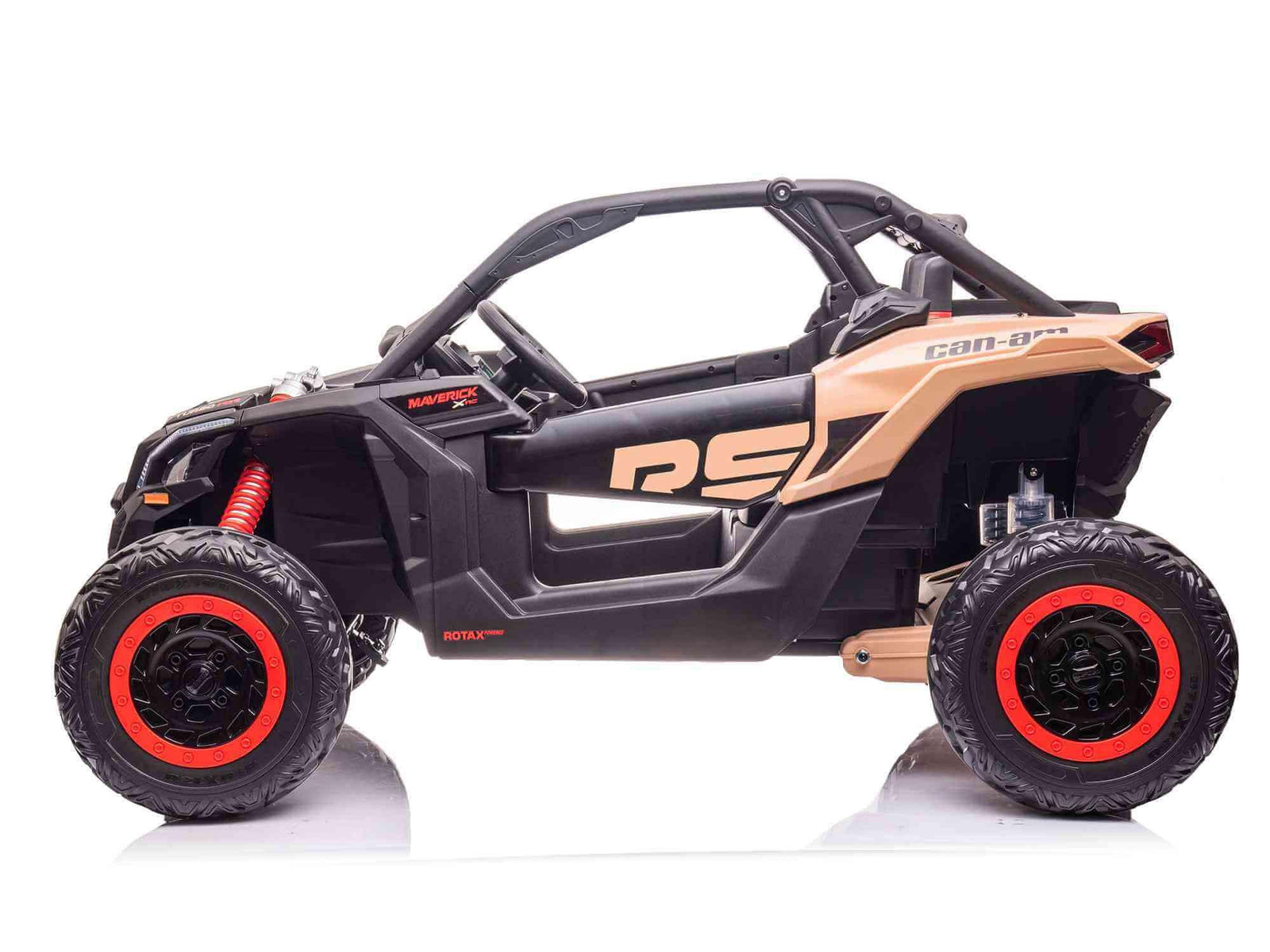 Black Licensed LX Performance Edition 2x24V Can-Am Maverick 4WD Double 24V Battery Pack, 2-Seater Kids' Buggy W/ Music, EVA Rubber Wheels, Leather Seats & RC.