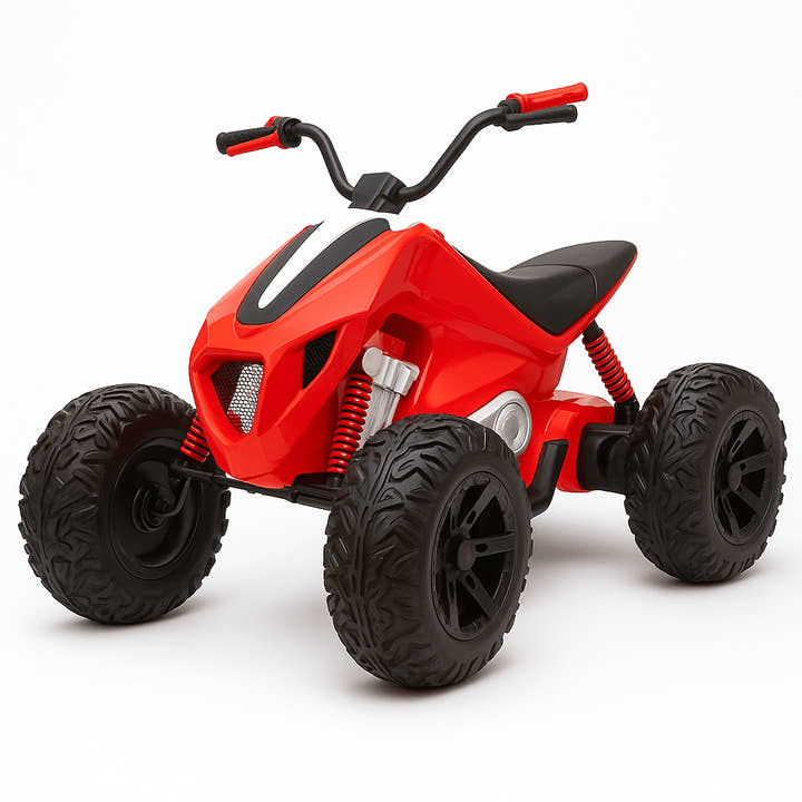 Red Sport Utility Edition 24V Ride-on Quad For Kids With Rubber Wheels, Leather Seat & Music.