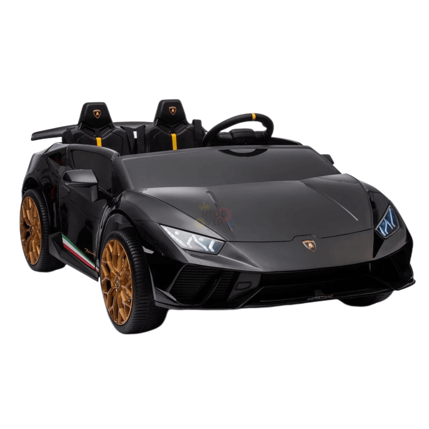 Black 24V Lamborghini Huracan 4x4/AWD 2-Seater Licensed Ride-On Car W/ EVA Rubber Wheels, Music, RC.