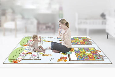 Luxury Indoor/ Outdoor Double Sided Foldable Waterproof Foam Play Mat -  Puzzles Edition - 200x180x1cm.