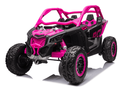 Pink Licensed LX Performance Edition 2x24V Can-Am Maverick 4WD Double 24V Battery Pack, 2-Seater Kids' Buggy W/ Music, EVA Rubber Wheels, Leather Seats & RC.