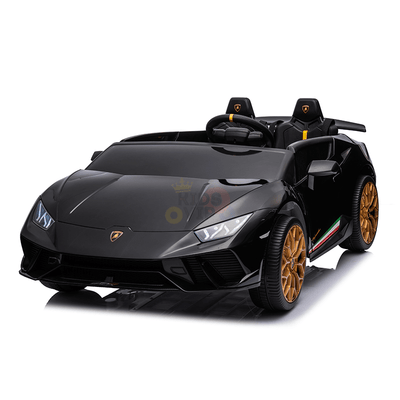Black 24V Lamborghini Huracan 4x4/AWD 2-Seater Licensed Ride-On Car W/ EVA Rubber Wheels, Music, RC.