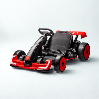24V Red Newest Upgraded Audi Drifting Go Kart W/ 180° Drift, Bluetooth Music & Lights.