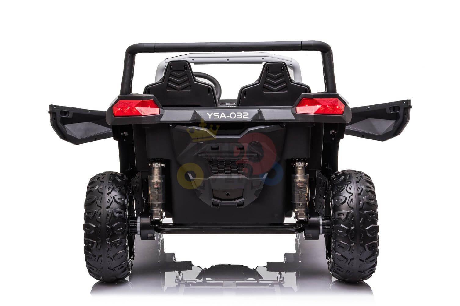 White 2-Seater XXL Edition Blade BT 24V/4WD Kids' Exclusive Buggy/UTV With Rubber Wheels, Leather Seats, Music & RC.