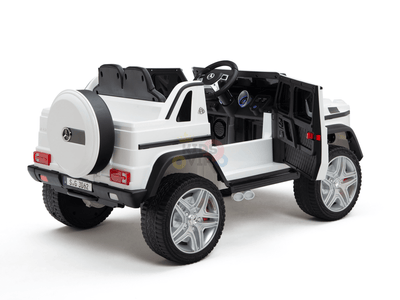 12V White Luxury Mercedes Maybach G650s Kids' 4x4 Ride-on SUV W/ Rubber Wheels, Music & RC.
