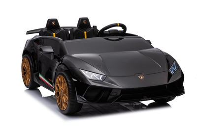 Black 24V Lamborghini Huracan 4x4/AWD 2-Seater Licensed Ride-On Car W/ EVA Rubber Wheels, Music, RC.