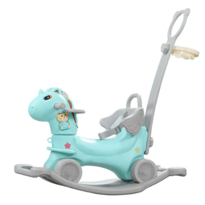 Kids' & Toddlers' 3-in-1 Foot to Floor Ride-on Rocking Riding Toy W/ Handle, Music & Basketball Hoop.