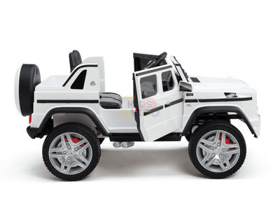 12V White Luxury Mercedes Maybach G650s Kids' 4x4 Ride-on SUV W/ Rubber Wheels, Music & RC.