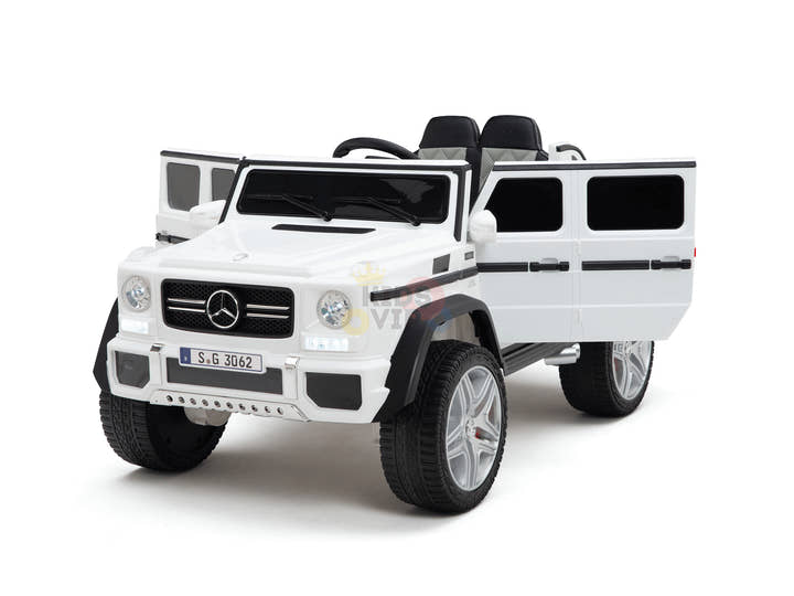 12V White Luxury Mercedes Maybach G650s Kids' 4x4 Ride-on SUV W/ Rubber Wheels, Music & RC.