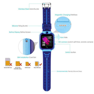 Add-On : Kids Smartwatch Set-Tracker w/GPS, Pedometer, SOS Alarm, Games, Camera, Voice Calling, Safe Zone.