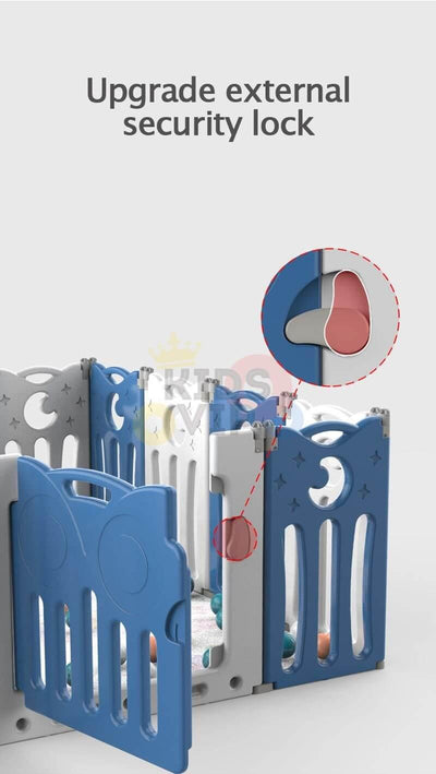 Blue 16 Panels Indoor/Outdoor Foldable Playpen, Fence, Interactive Safety Play Yard  for Toddlers and Infants.