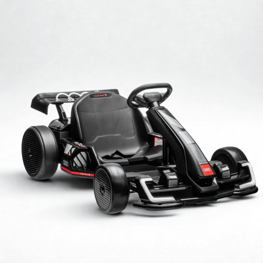 24V Black Newest Upgraded Audi Drifting Go Kart W/ 180° Drift, Bluetooth Music & Lights.